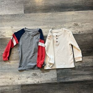 Stylish Kids Long Sleeve Tees - Red, Gray, and White